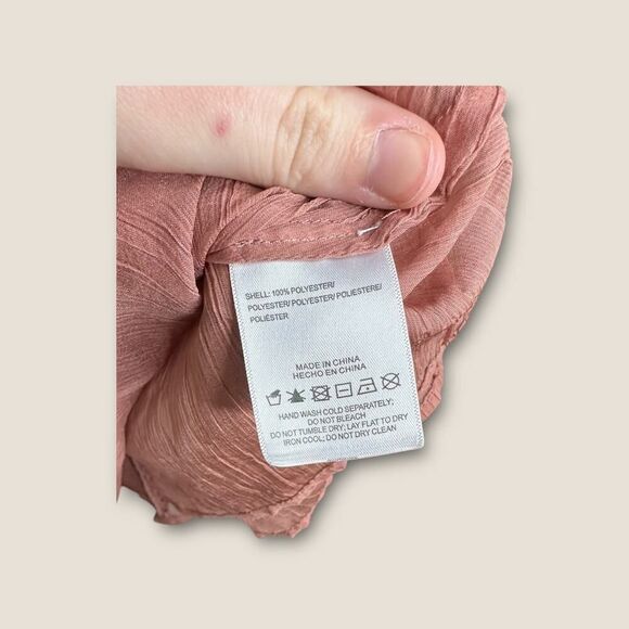 Stellah Dusty Pink/Rose Layered Semi-Sheer Exaggerated Sleeve Top Size Large - Picture 7 of 7